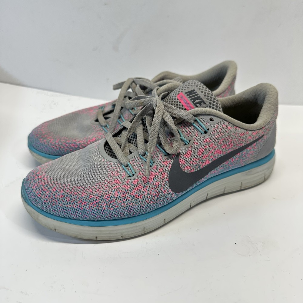 Nike Womens Free RN Distance 827116-006 Grey Pink Running Shoes Size 9