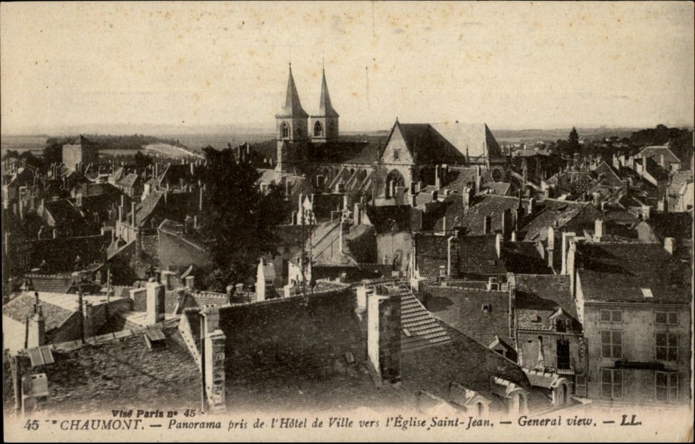 Chaumont France General view vintage postcard s525