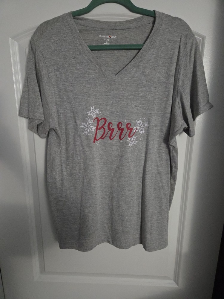 14/16 M Dreams&Co Cotton Blend Gray T-shirt with Logo. Never Worn. Excellent Con