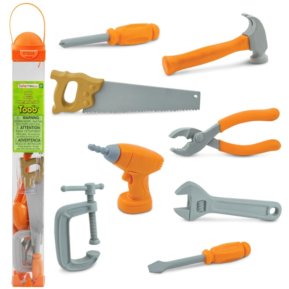 Safari Ltd. Handy Tools TOOB - 8 Mini Figurines Including Vice Drill Screwdri...