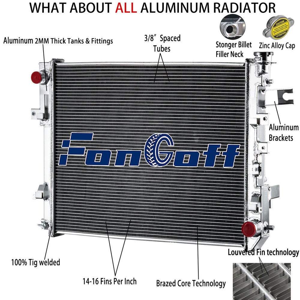 #13129 4 Row Radiator For 2009-18 Dodge Ram 1500 2500 3500 3.7L 4.7L 5.7L V6 V8