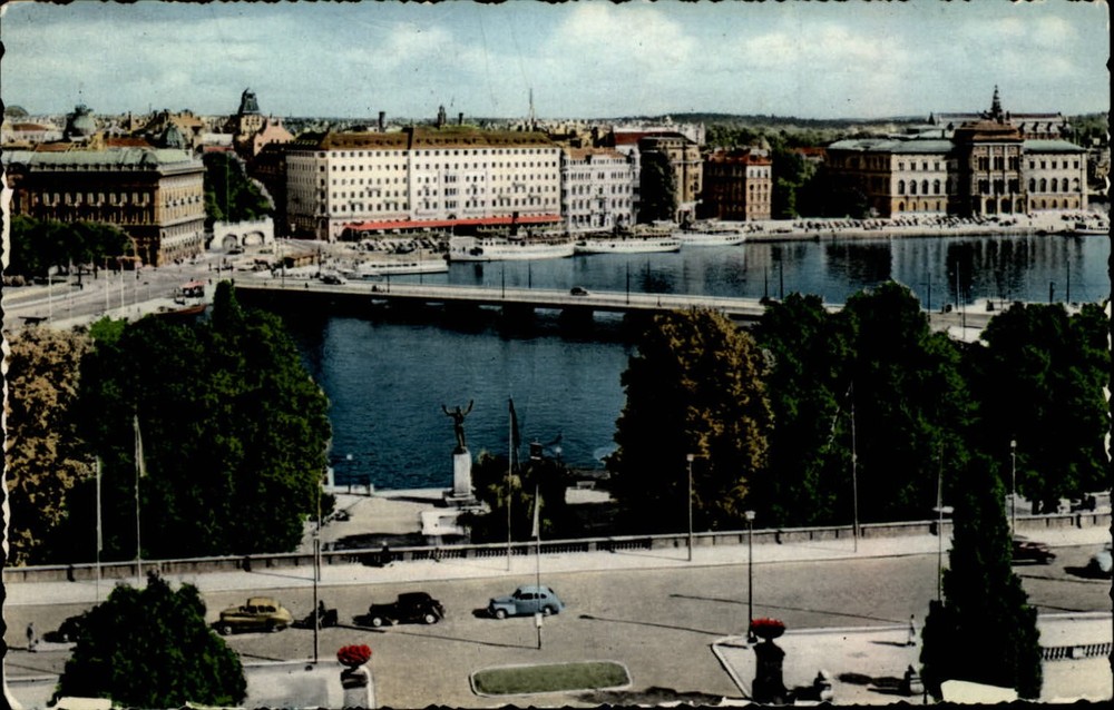 Stockholm Sweden view vintage postcard s729