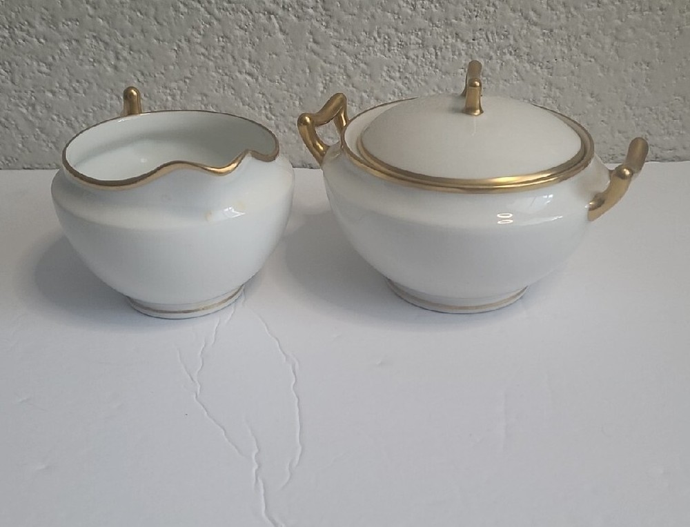 Vintage BAWO & DOTTER LIMOGES ELITE WORKS   Creamer And Sugar Bowl With Lid...