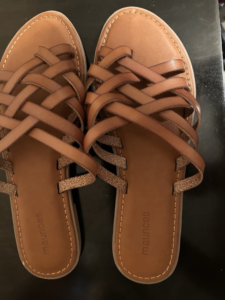 Maurice’s Lexie Flat Heel Strappy Sandal, Cognac, 9M