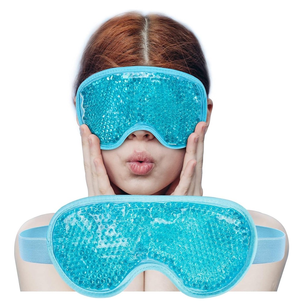 Cooling Eye Mask with Gel Bead, Reusable Cold Compress Ice Pack Sleeping Eye Coo
