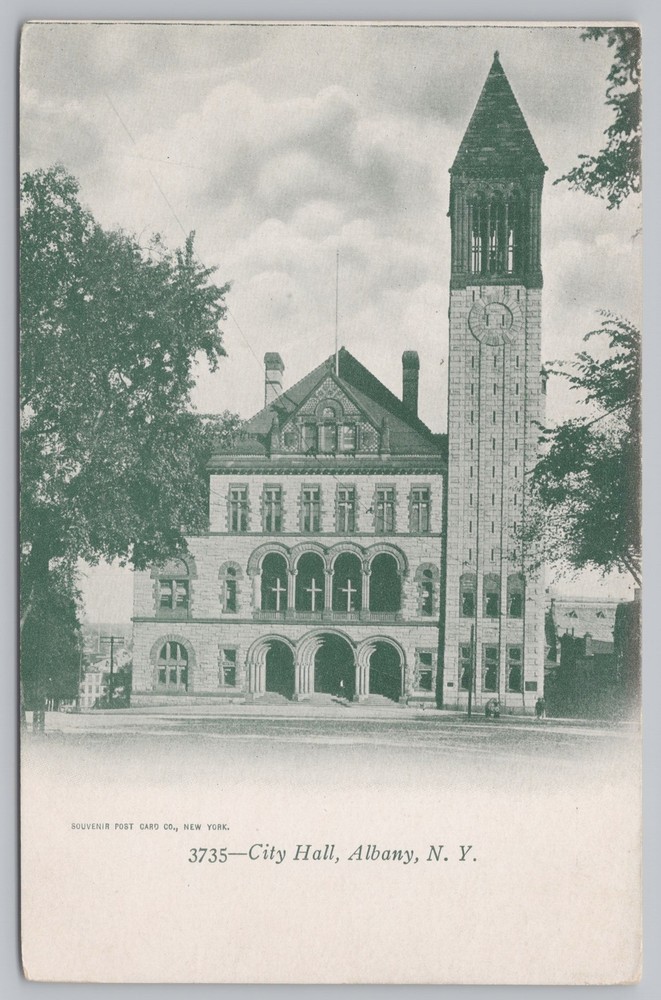 Albany New York~City Hall B&W Card~Vintage Postcard