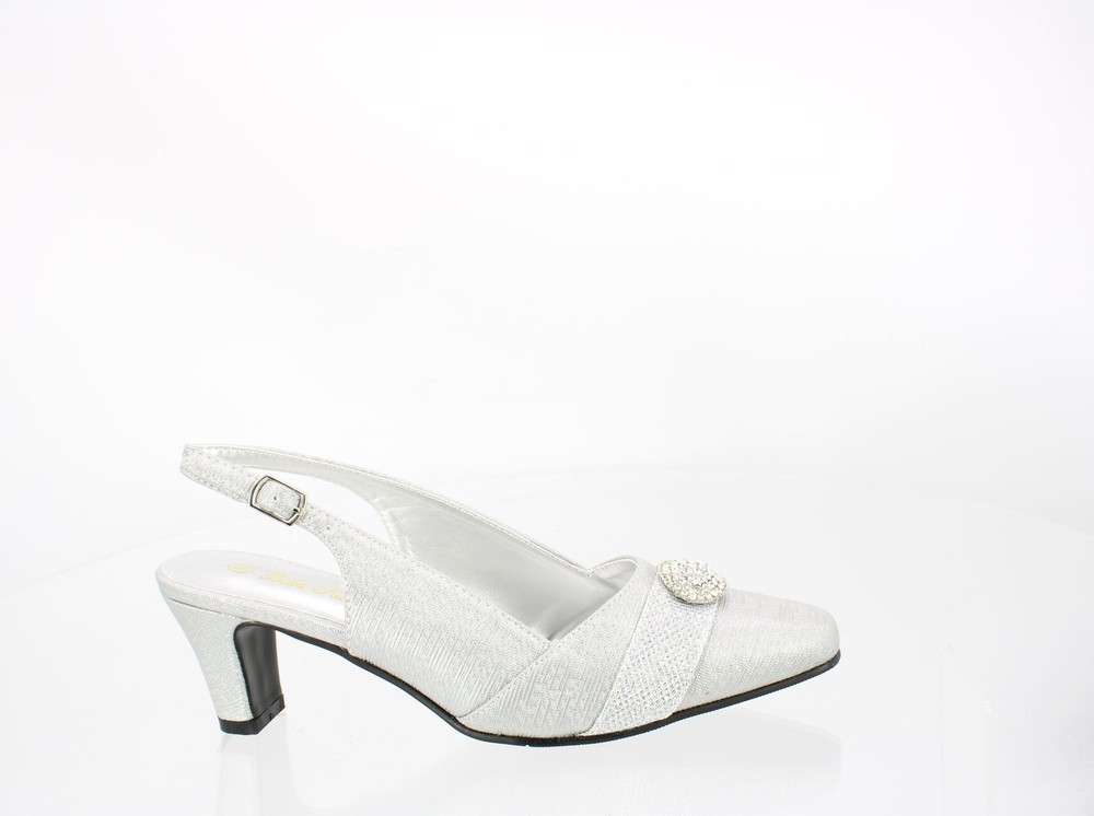 Bella Hanna Womens Cambria Silver Slingback Heels Size 6.5