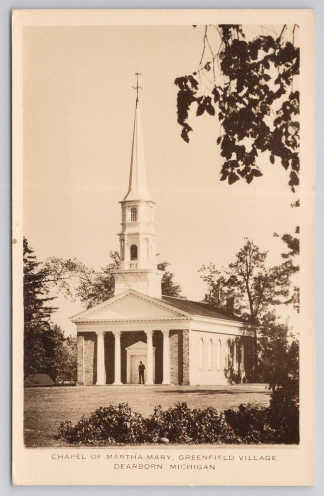 Martha-Mary Chapel Greenfield Village Dearborn Michigan RPPC Postcard