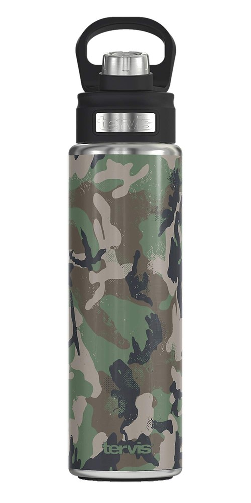 Moss Green Camouflage Triple Walled Insulated Tumbler Travel Cup Keeps Drinks...