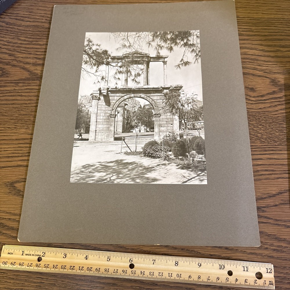 Vintage Arch of Hadrian Mounted Ancient Greek Architecture Photo Gate