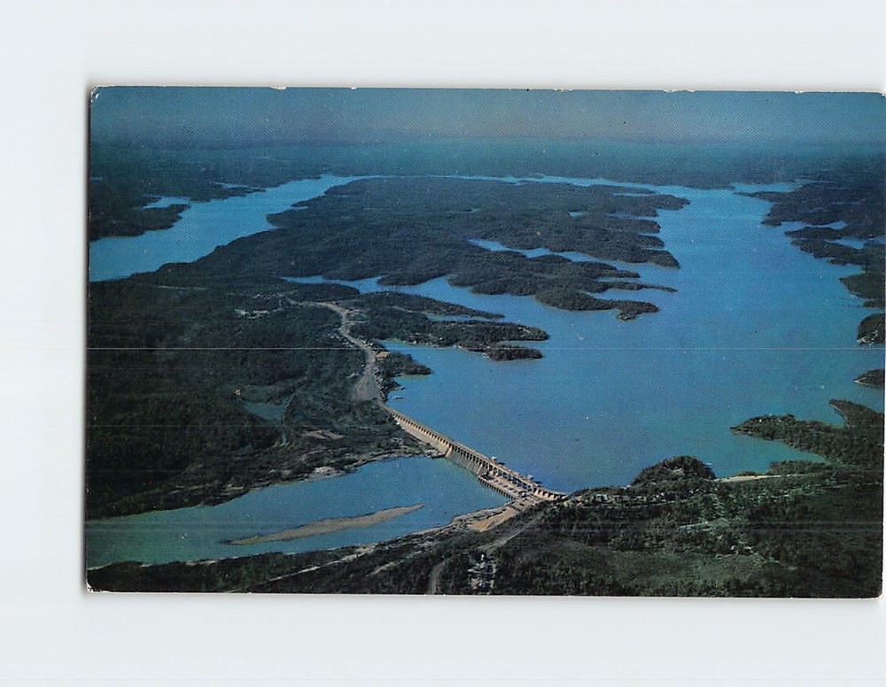 Postcard Aerial View Bagnell Dam & Lake of the Ozarks Missouri USA