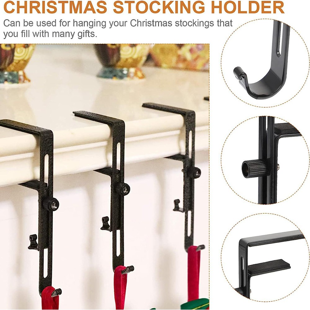 4PCS Christmas Stocking Hook Holder Garland Hanger Fireplace Hooks