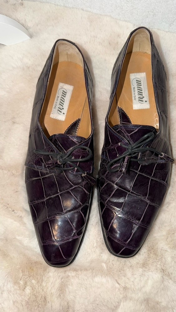Mauri Italy Genuine Alligator Purple Mens Dress Shoe's Size 12 M Very Nice