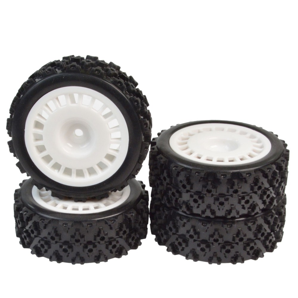 1/10 RC Rally Car Rubber Wheels Tires Set For Tamiya TT-01 TT-02 TT01E XV02 DF03