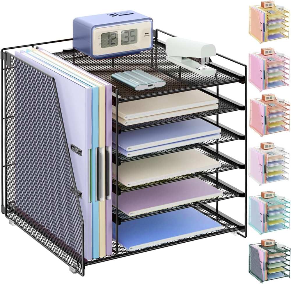 6-Tier Desk Organizer with File Holder for Papers and Accessories