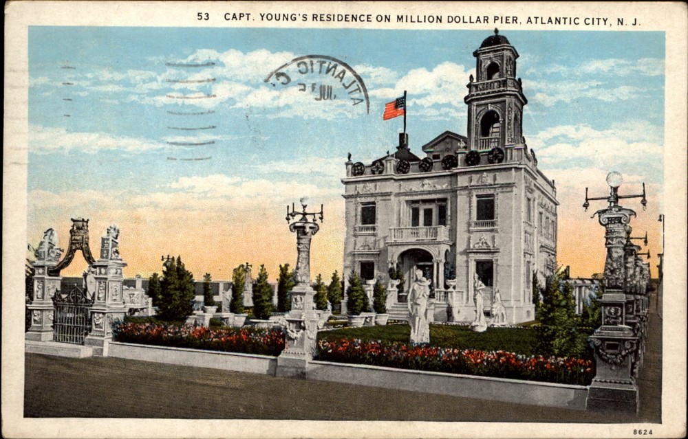 Capt Youngs Residence Million Dollar Pier Atlantic City NJ vintage postcard u169