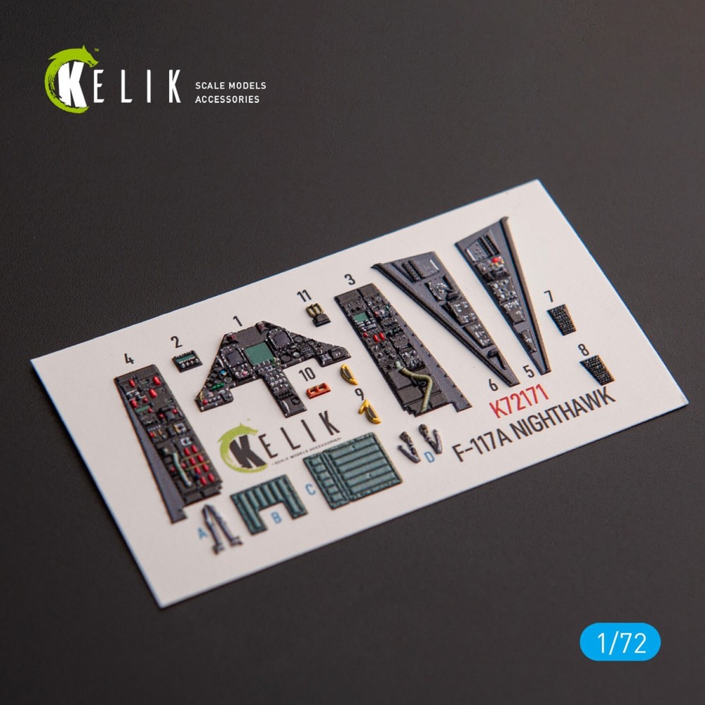 Lockheed F-117A NIGHTHAWK interior 3D Decals (for Academy model kit) 1:72 K72171