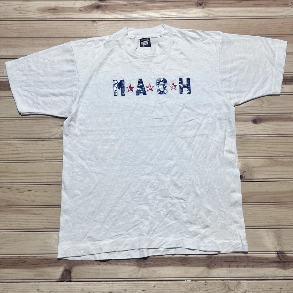 Vintage 80s Mash Tv Show Single Stitch White Shirt Size Large Screen Stars Best