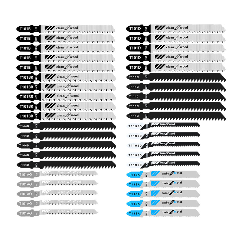 40PC Jigsaw Jig Saw Blades T-shank Assorted for Cutting Wood Metal Steel Plastic