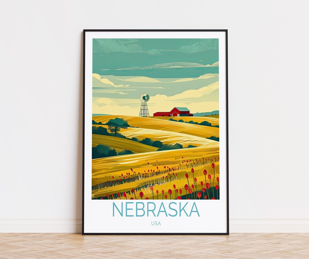 Nebraska Travel Poster Usa Nebraska Wall Art Usa Custom Travel Poster Home