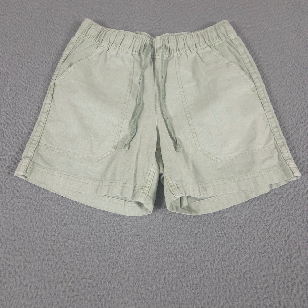 Eddie Bauer Shorts Womens XS Green Hemp Cotton Blend Pull On Drawstring Pocket