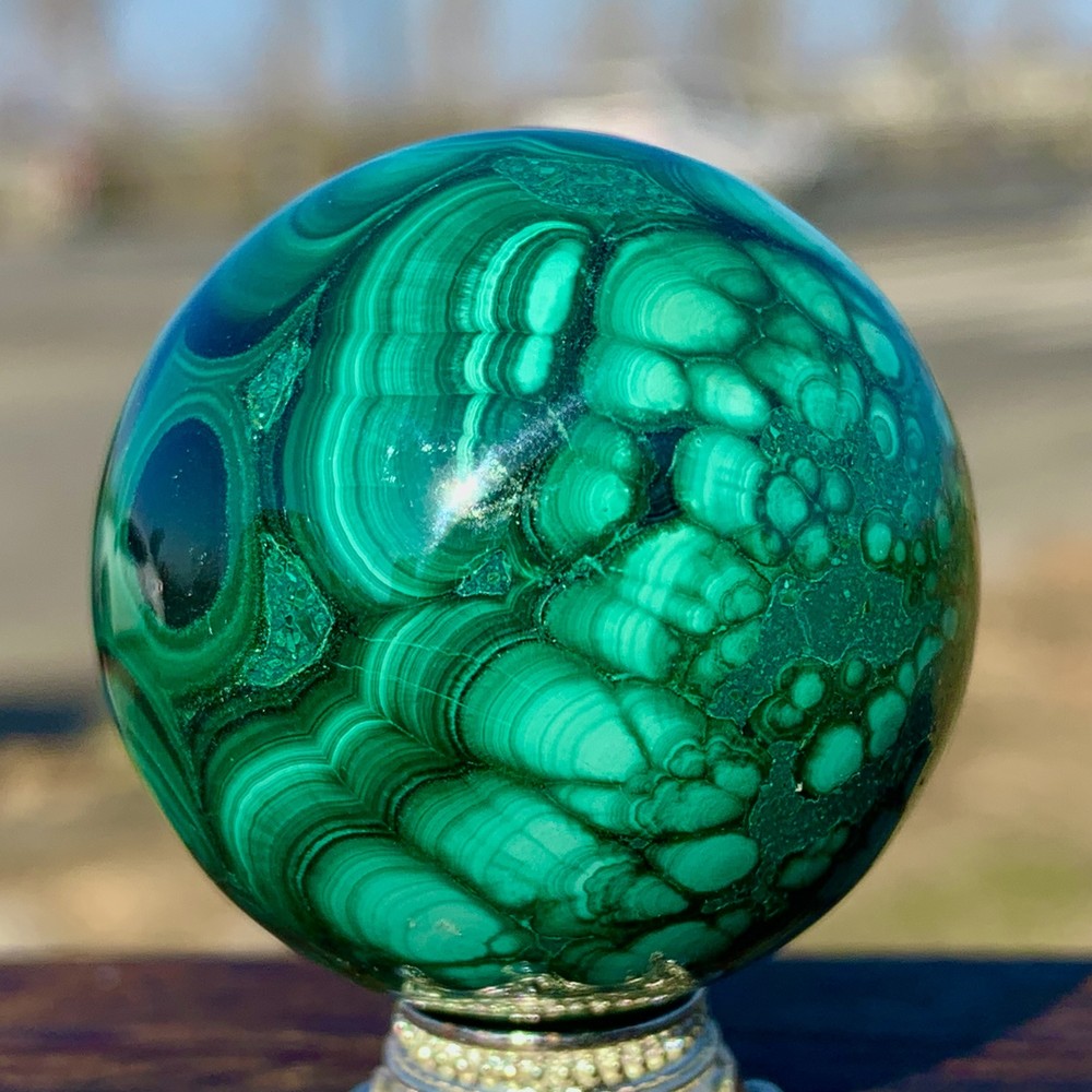 63G Natural glossy Malachite ball transparent cluster rough mineral sample