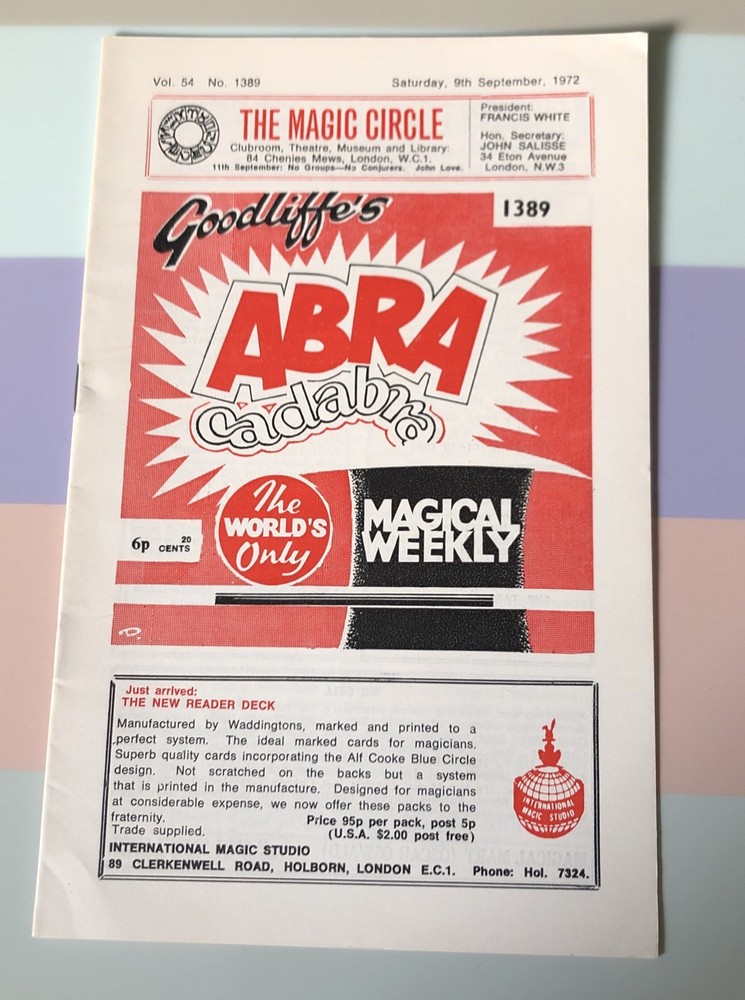 Vintage Magic / Magician Literature: Abra Cadabra # 1389 September 9th 1972-image