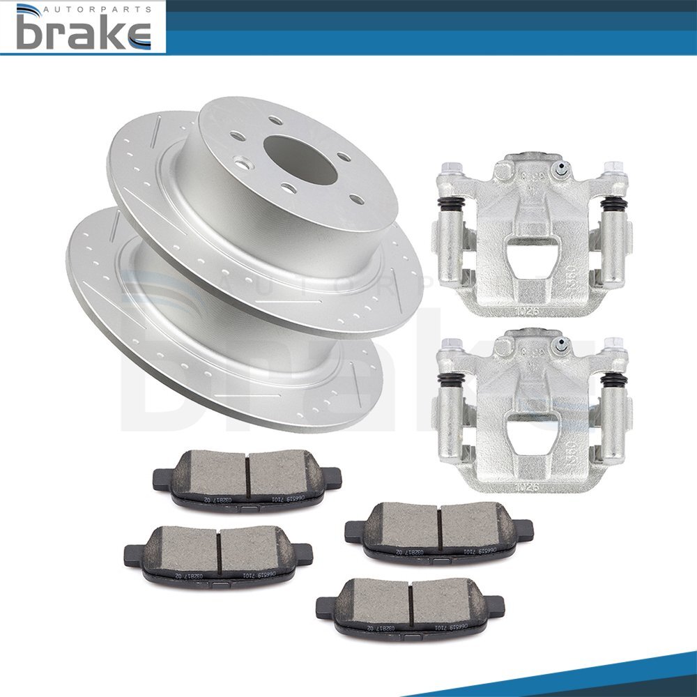 2X Rear Brake Calipers & Rotors & 4X Ceramic Pads For Nissan Maxima 2004 - 2008
