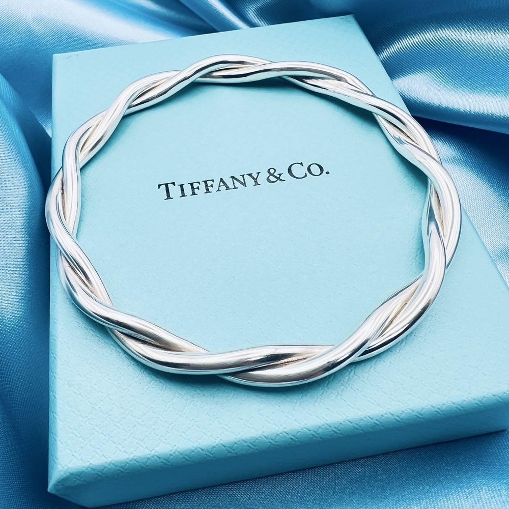 Tiffany Twist Silver Bracelet Bangle Rare Item Used