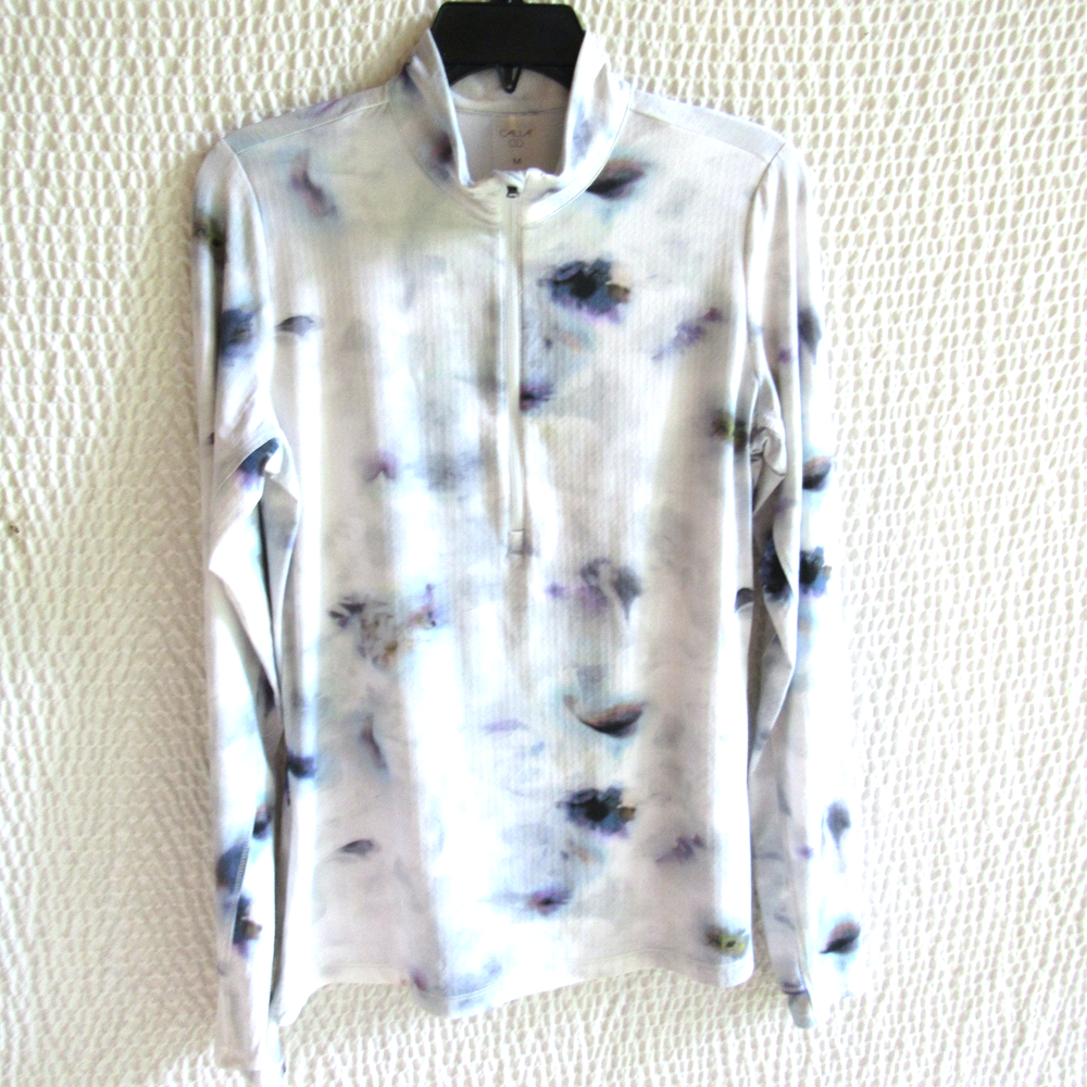 CALIA Womens Long Sleeve 1/2 Zip Golf Shirt Size M Art Print Pickleball White $74