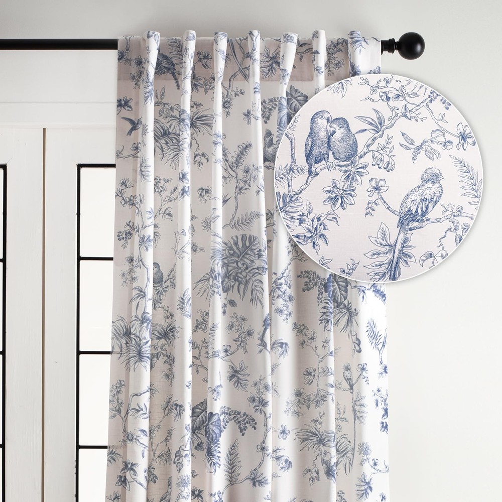 100% Cotton Tailored Curtain Panel 50x108 Inches Easy Hanging Single Panel