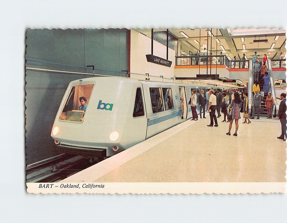 Postcard Bart Lake Merritt Station Oakland California USA