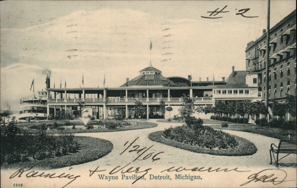 Detroit Michigan Wayne Pavilion ~ 1906 UDB postcard sku613