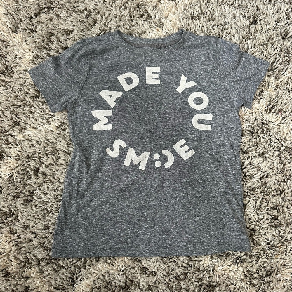Gymboree Graphic T Shirt Gray Grey Made You Smile Emoji S Small 5 6