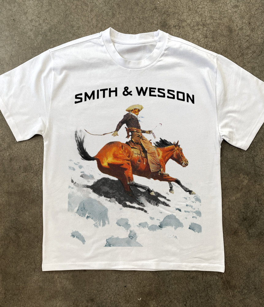 Smith & Wesson Cowboy T-Shirt Western Gun Revolver Graphic Tee S-5XL
