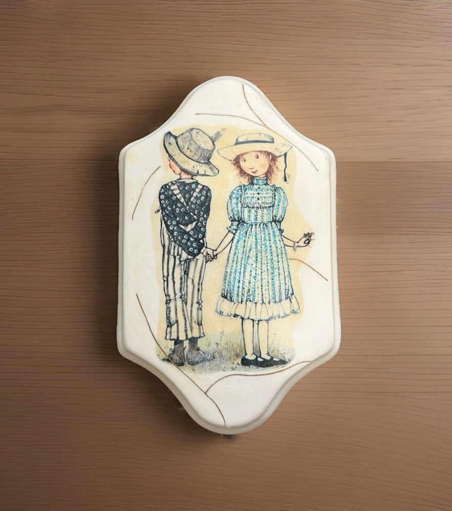 Vintage Holly Hobbie Wall Hanging Ceramic Plaque Cottagecore