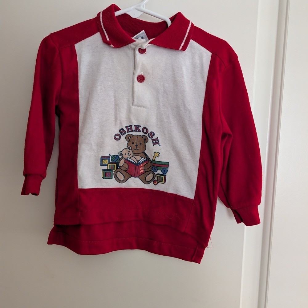 Vintage OshKosh B'gosh Red and White Kids Shirt