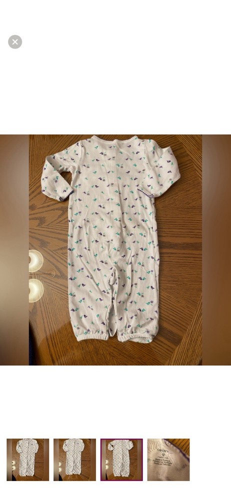 Carter's 9 Months Animal Print Long Sleeve Cotton Coverall One-Piece White