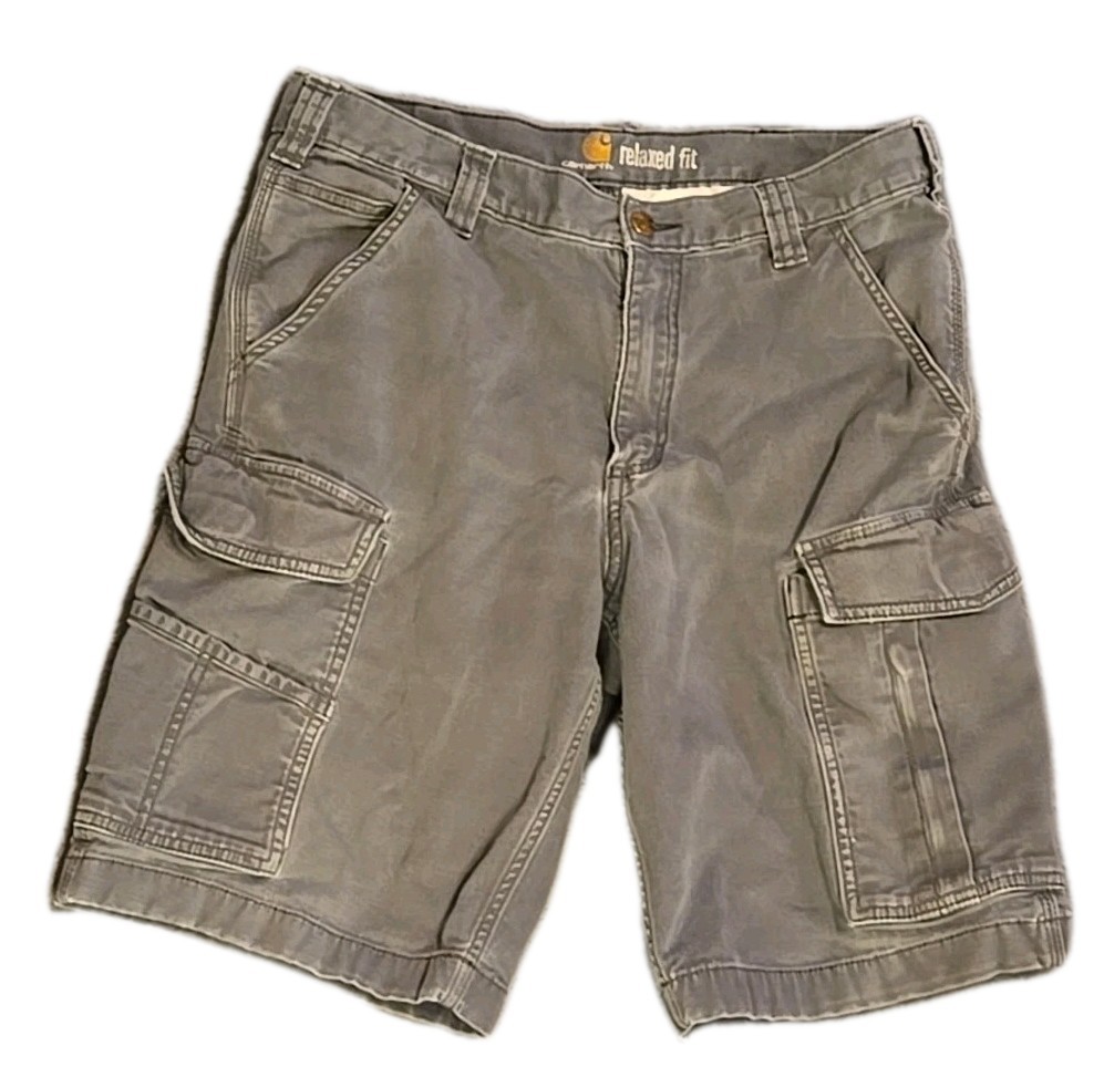 Carhartt Men’s Size 32 Gray Relaxed Fit Cargo Shorts Canvas Work Outdoor Rugged