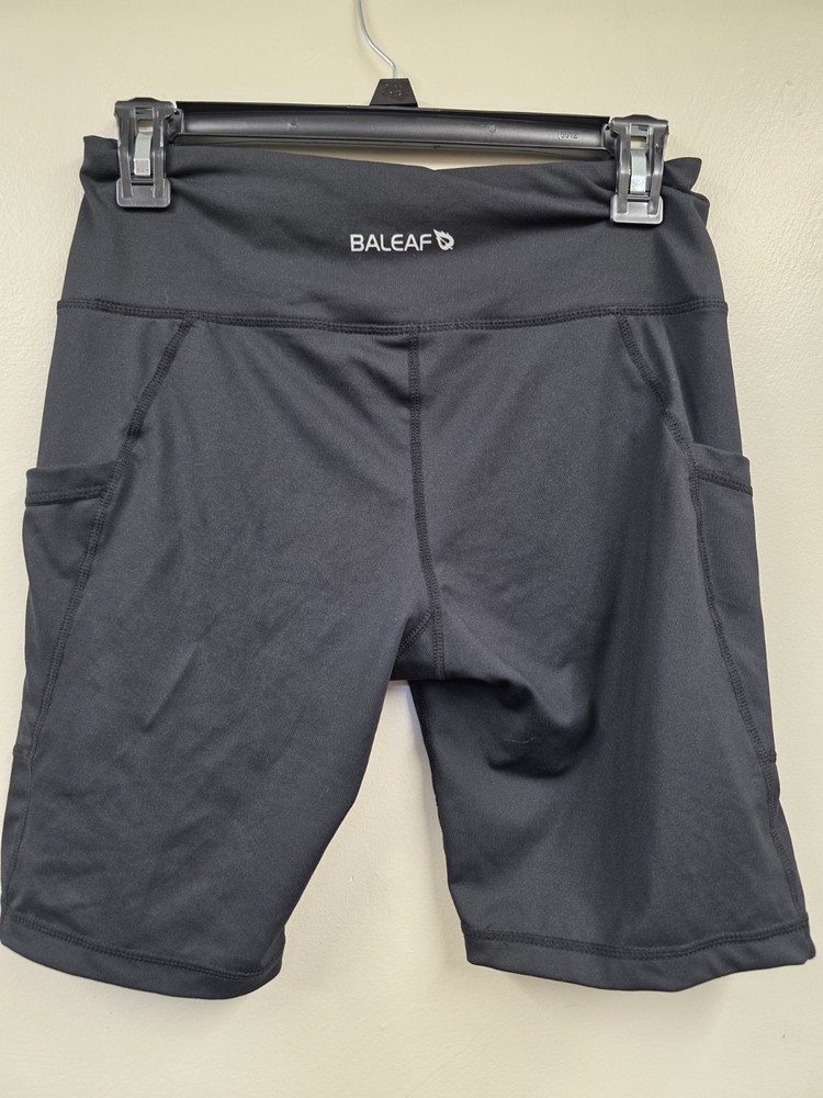 Baleaf Women's Black Athletic Shorts Knit Stretch Pockets M