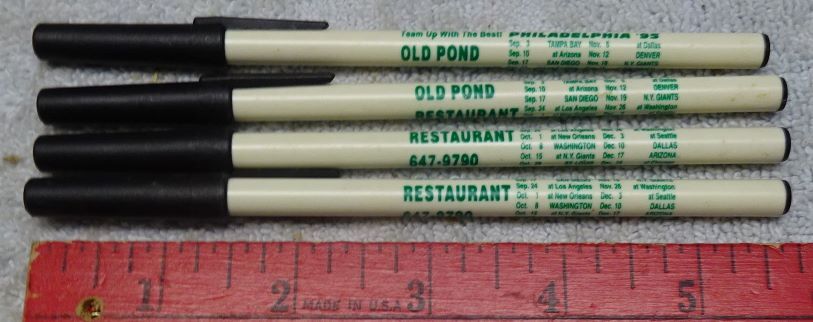 ** Lot of FOUR (4) Vintage ADVERTISING PENS - Philadelphia EAGLES Schedule 1995