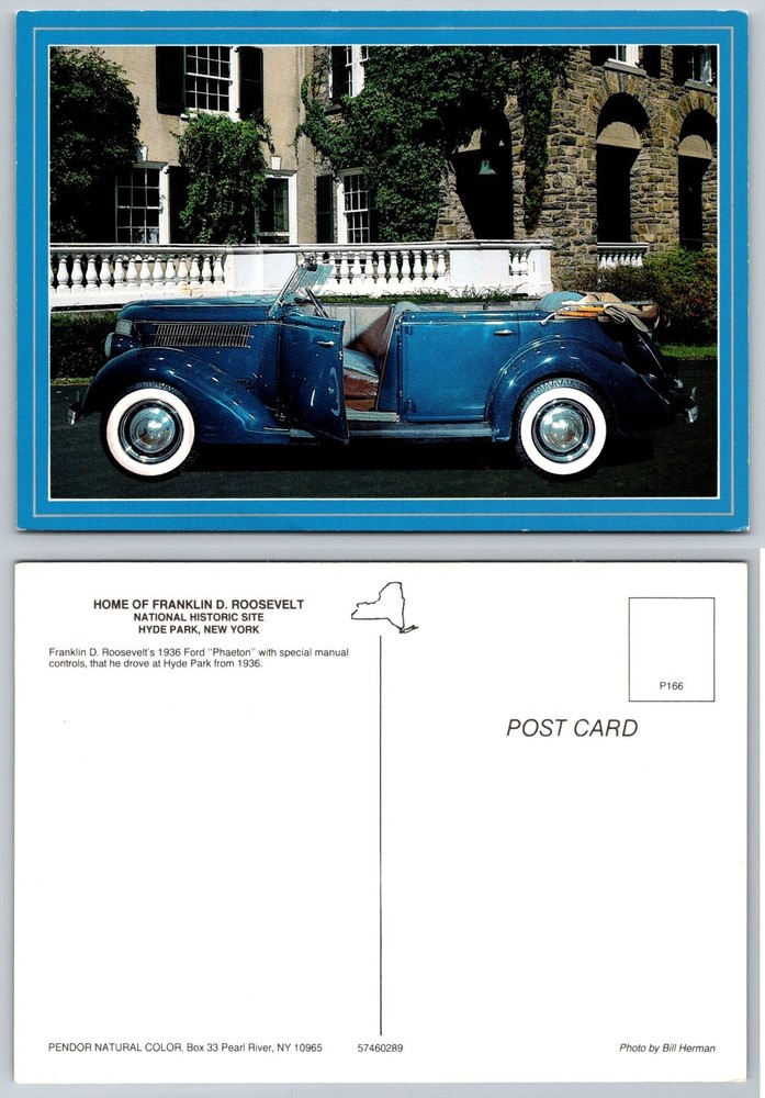 FDR's 1936 Ford Phaeton Hyde Park NY Postcard - Roosevelt National Historic Site