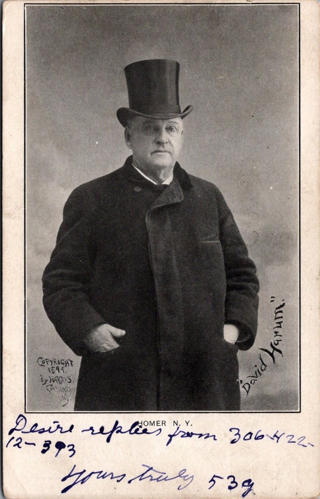1899 David Harum Portrait RPPC Postcard Homer NY Harris Cortland
