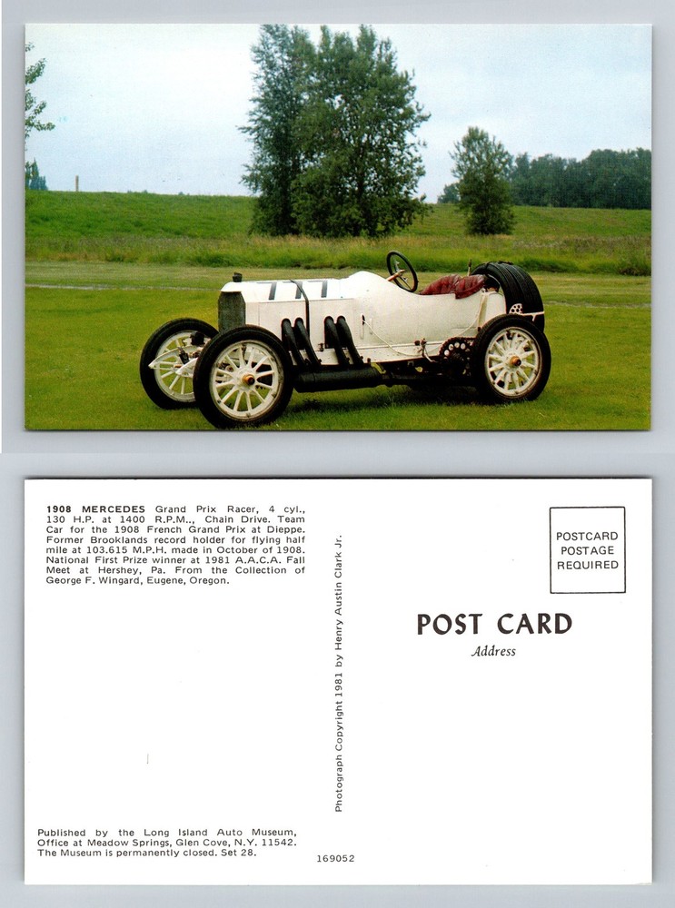 Southampton, NY-New York, 1908 Mercedes Grand Prix Racer Vintage Postcard