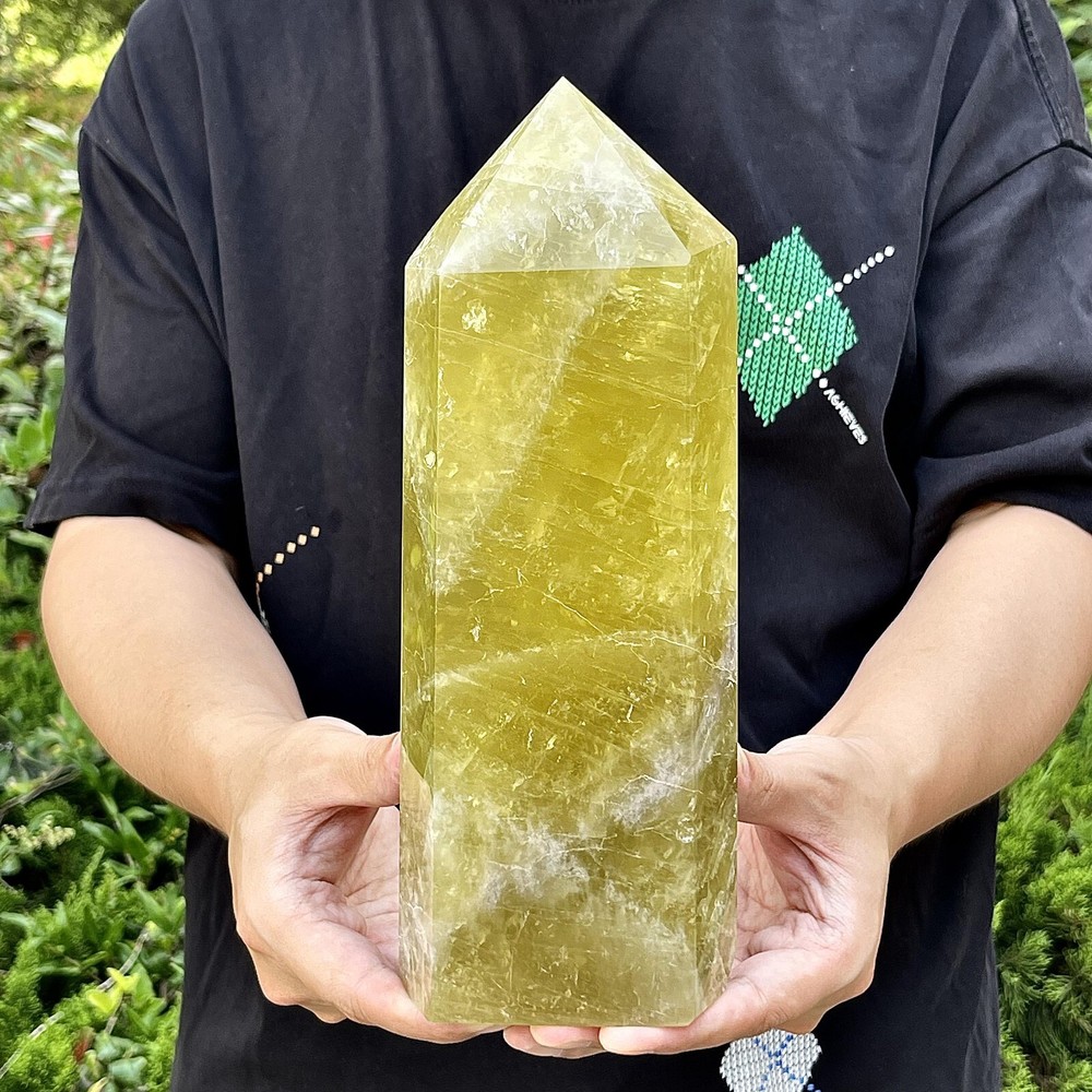5.85LB Natural Citrine Smoky Quartz Obelisk Healing Crystal Point Tower