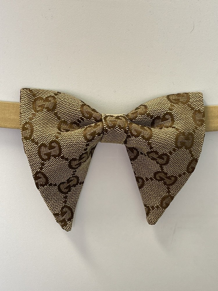 Vintage Style Bow Tie 70’s Brown Monogram Butterfly