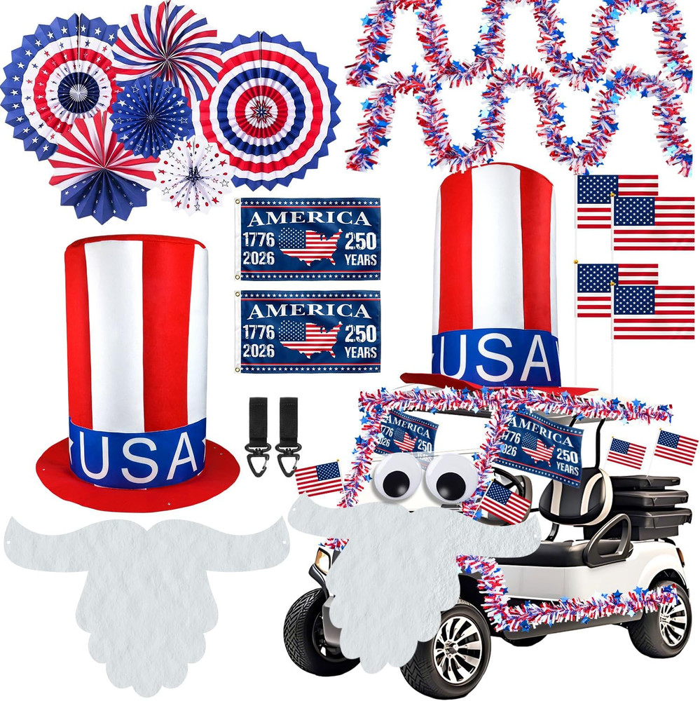 4Th of July Golf Cart Decoration Kit for Parade – Patriotic Car Decorations with