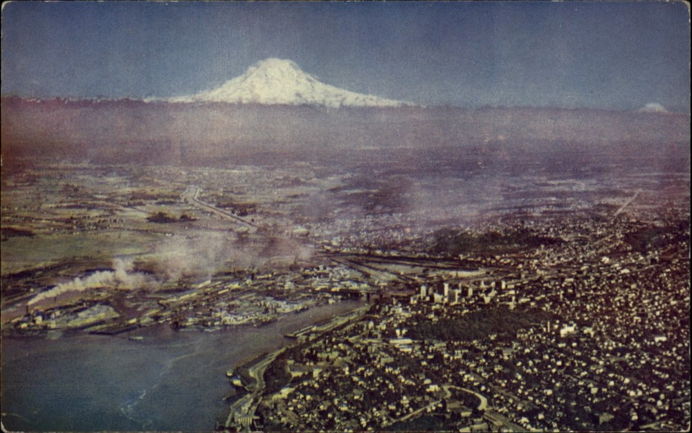 Aerial View Tacoma Washington vintage postcard a728