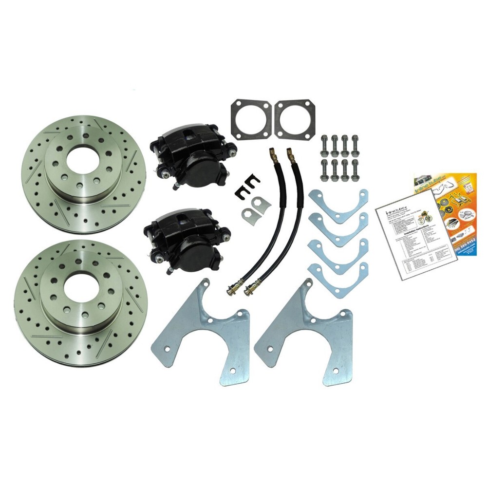 67-81 Staggered Rear End Axle Disc Brake Conversion Kit 10/12 Bolt Slotted Rotor