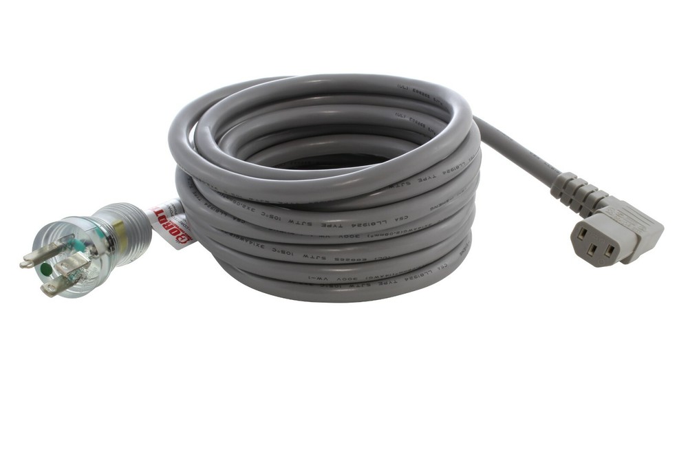 15ft 15A 14/3 Medical Grade Power Cord With Left Angle IEC C13 by AC WORKS®-image